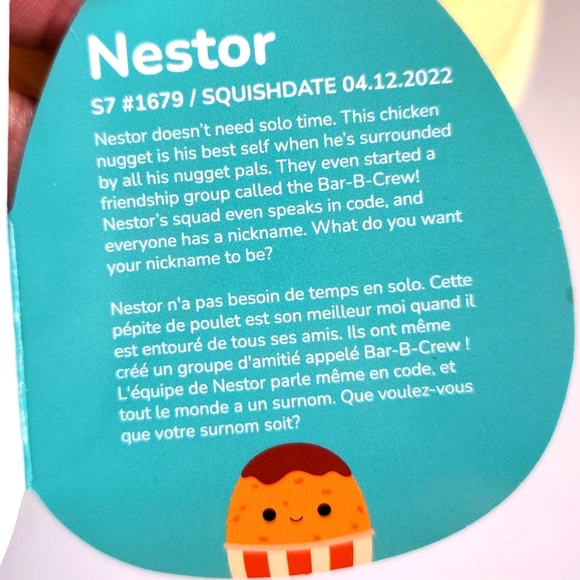 NESTOR 🍗 Chicken Nugget Original Squishmallows by Kelly Toy NWT - Picture 4 of 6